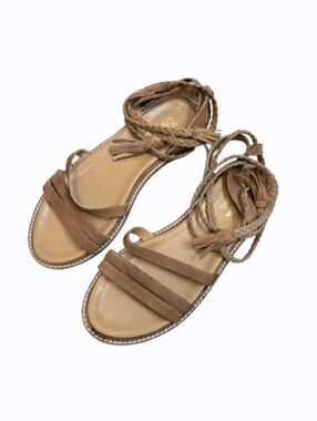 Seychelles Leather Gladiator Wrap Sandals Brown Tassel Size 8 Women's